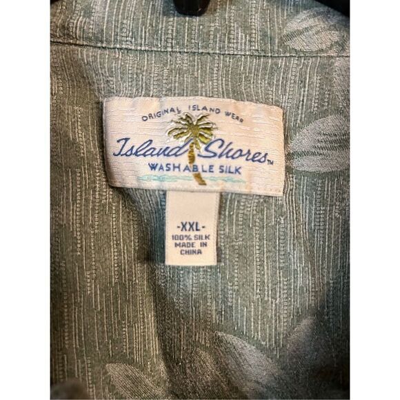 Island Shores Shirt Mens XXL Washable Silk Short Sleeve Green Breathable (0390) - Picture 4 of 6